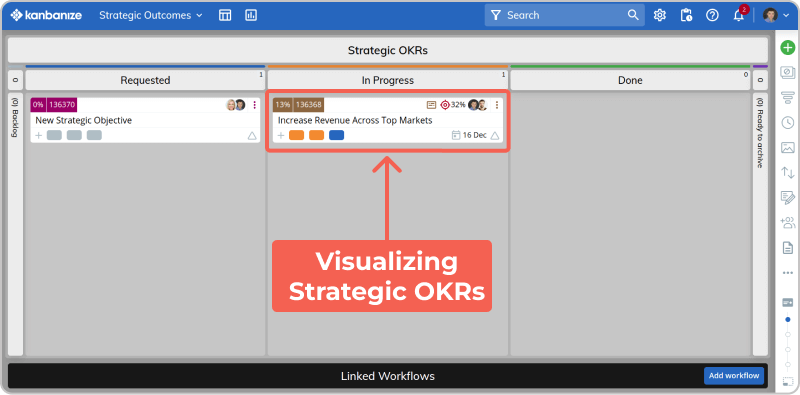 visualizing organizational okrs on a strategic OKR board